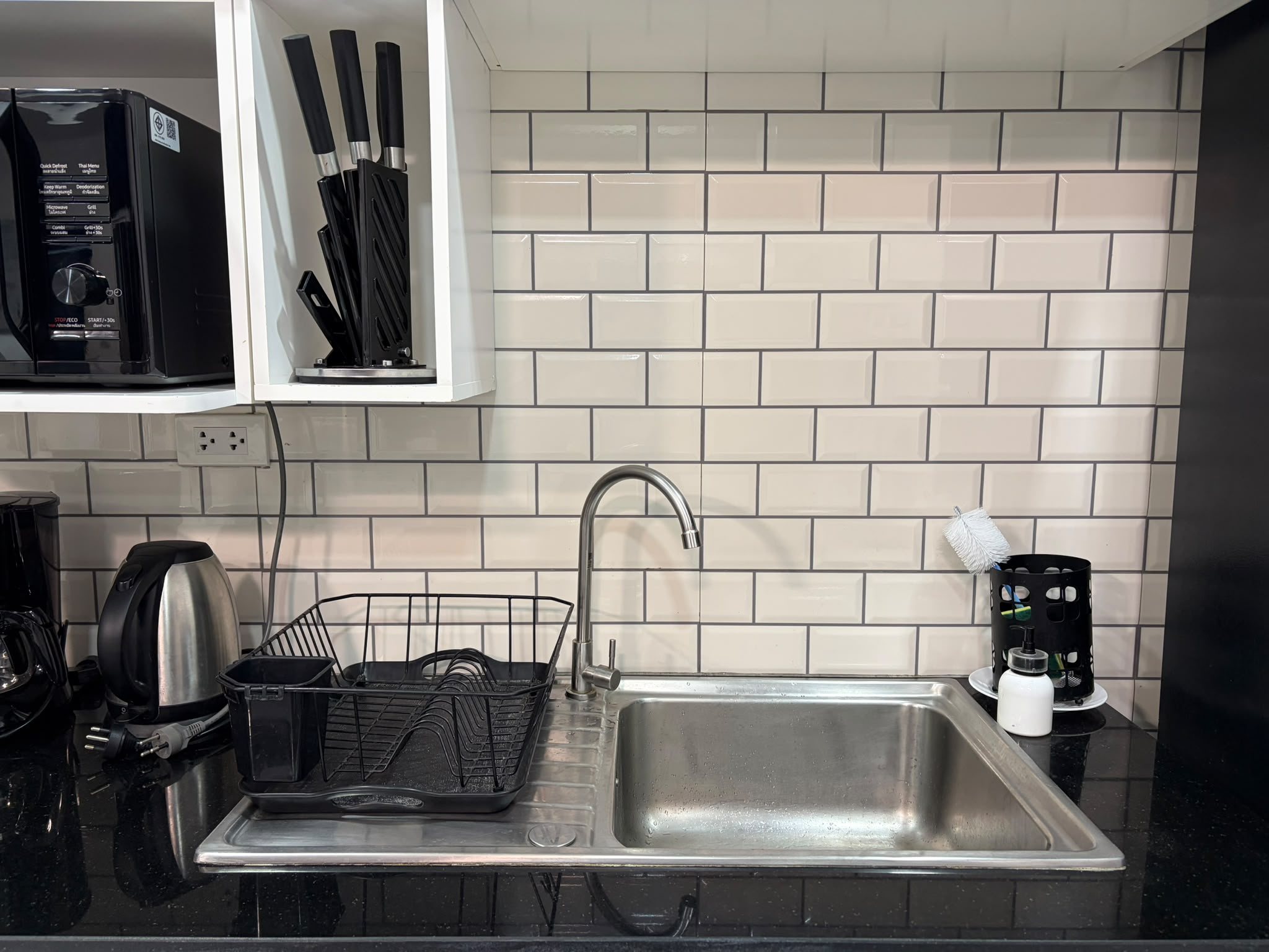 Kitchen worktop and sink area